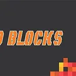중앙에 10 BLOCKS라는 오렌지색 텍스트가 있으며, 검정 배경에 컬러풀한 블록 패턴이 모서리에 자리잡고 있다