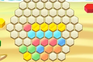 다양한 색상의 육각형 타일이 격자 형태로 배열되어 있는 이미지