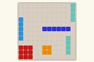 다양한 색상의 블록들이 사각형 격자 위에 배치된 모습