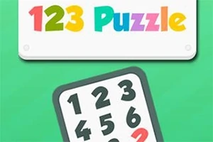 녹색 배경에 123 Puzzle이라는 다채로운 텍스트와 숫자 1부터 6까지 적힌 카드가 있는 이미지