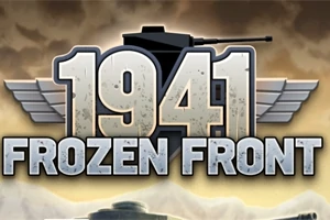 1941 FROZEN FRONT 텍스트가 중앙에 있고 뒤에는 전차 이미지와 날개 모양이 배경으로 있는 로고