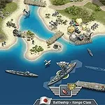 해변 근처에 군함과 비행기가 있는 전략 지도입니다