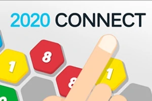 2020 CONNECT라는 텍스트와 함께 손가락이 육각형 숫자 타일을 가리키고 있는 이미지