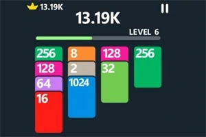 다양한 색상의 숫자 블록들이 정렬되어 있는 화면