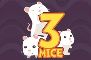 세 마리의 귀여운 하얀 쥐가 각각 숫자 3과 MICE 글자와 함께 있는 모습