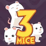 세 마리의 귀여운 하얀 쥐가 각각 숫자 3과 MICE 글자와 함께 있는 모습