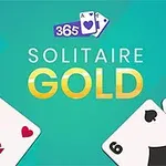 녹색 배경에 365 솔리테어 골드 텍스트와 킹, 2 카드 이미지가 있습니다