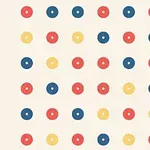 빨강, 파랑, 노랑 색상의 원형 도형들이 격자 형태로 배열되어 있습니다