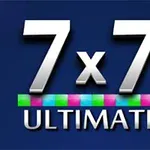 7 x 7과 ULTIMATE 텍스트가 파란색 배경에 색색의 사각형과 함께 나타나 있습니다