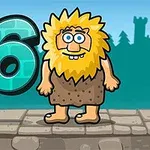 숫자 6 옆에 있는 수수께끼 같은 미소를 짓고 있는 의인화된 금발 캐릭터