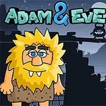 만화 스타일의 원시인과 어두운 배경의 달밤 장면