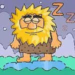 황갈색 머리를 가진 만화 캐릭터가 졸린 표정으로 서 있는 모습