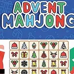 산타와 크리스마스 테마의 마작 타일이 있는 귀여운 그래픽