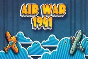 파란 배경 위에 AIR WAR 1941이라는 텍스트와 구름 사이에 위치한 두 대의 만화풍 비행기 이미지