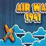 파란 배경 위에 AIR WAR 1941이라는 텍스트와 구름 사이에 위치한 두 대의 만화풍 비행기 이미지