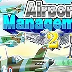 비행기들이 하늘을 나는 모습을 배경으로 큰 글씨로 Airport Management 2가 적혀 있는 이미지