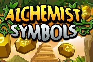 ALCHEMIST SYMBOLS라는 텍스트와 돌의 심볼들이 식물로 장식되어 있는 이미지