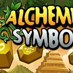 ALCHEMIST SYMBOLS라는 텍스트와 돌의 심볼들이 식물로 장식되어 있는 이미지