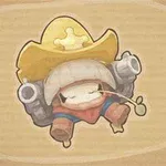 큰 노란 모자를 쓰고 두 개의 대포를 장착한 캐릭터가 귀엽게 그려져 있습니다