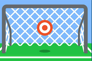축구 골대와 중앙에 빨간색 과녁이 있는 이미지