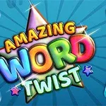 화려한 색상의 글자가 중심에 있고, 주변에 알파벳이 새겨진 사각형이 있는 파란색 배경