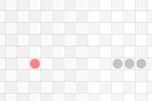 흰색 격자 배경에 빨간색 점과 회색 점 3개가 배열되어 있습니다