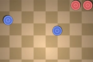 체스판 같은 격자 무늬 배경 위에 파란색 원 2개와 빨간색 원 2개가 배치된 모습