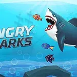 바다 속 상어와 여러 색상의 물고기들이 함께 있는 장면