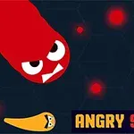 빨간 배경에 큰 빨간 뱀과 작은 노란 뱀들이 어두운 육각형 무늬 위에 배치되어 있으며, 화면 중앙에 붉은 불빛이 있습니다