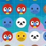 여러 색상의 동물 얼굴 아이콘이 격자 패턴으로 배열되어 있는 이미지
