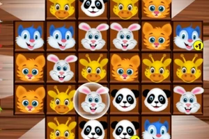 귀여운 동물 얼굴이 그려진 타일들이 격자무늬로 배열되어 있는 모습