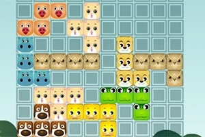 다양한 동물 얼굴 블록이 그리드 안에 배치되어 있는 이미지