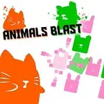 알록달록한 동물 얼굴들이 흩어져 있는 이미지