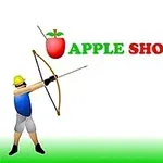 활을 쏘는 사람과 머리에 사과를 얹은 사람이 마주 서 있는 이미지