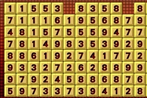 노란색 격자 무늬 배경에 다양한 숫자가 적힌 작은 정사각형 칸들이 배열되어 있는 이미지