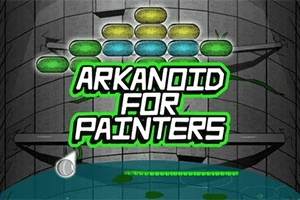 벽돌과 타일로 구성된 게임 화면 중앙에 ARKANOID FOR PAINTERS라는 텍스트가 있습니다
