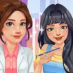 두 명의 여성 캐릭터가 웃으며 서 있는 모습, 하나는 흰색 실험복을 입고 있으며 다른 하나는 펜을 들고 있다