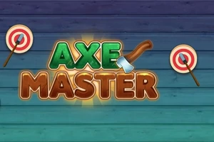AXE MASTER라는 글자와 도끼 아이콘, 그리고 두 개의 과녁이 있는 디자인