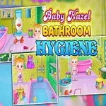 아기가 욕실에서 위생을 배우는 장면과 타이틀 텍스트
