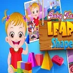 파란색 배경에 귀여운 아기 캐릭터와 다양한 색상의 도형들이 배치된 이미지