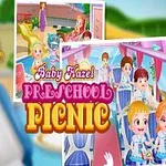 유치원 소풍을 가는 어린이들의 화려한 일러스트와 제목이 있는 이미지