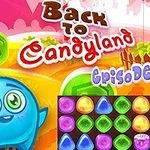 파스텔 색상의 배경에 귀여운 파란 캐릭터와 다양한 색깔의 캔디 조각들이 배열된 퍼즐이 있는 이미지