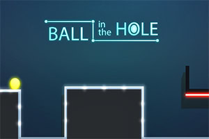 Ball in the Hole이라는 텍스트와 함께 어두운 배경 위에 빛나는 노란 공과 흰색 선으로 둘러싸인 플랫폼들이 있는 이미지