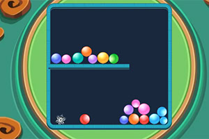 다양한 색상의 공들이 두 개의 수평선 위에 놓여 있는 이미지