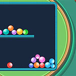 다양한 색상의 공들이 두 개의 수평선 위에 놓여 있는 이미지