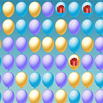 파란색, 노란색, 보라색 풍선과 몇 개의 선물 아이콘이 있는 이미지