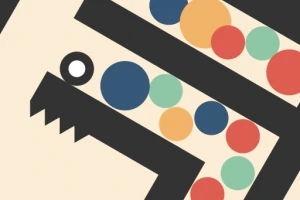 다양한 색상의 원형 도형들이 곡선 구조 안에 있는 추상적인 이미지