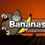 고릴라가 바나나를 들고 있는 모습과 함께 Bananas Joe라는 텍스트가 나무 배경 위에 나타난 이미지