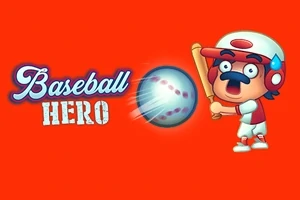 야구 방망이를 든 만화 스타일의 캐릭터와 빠르게 날아오는 야구공이 있는 이미지