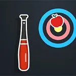 야구 방망이와 사과가 있는 과녁 이미지